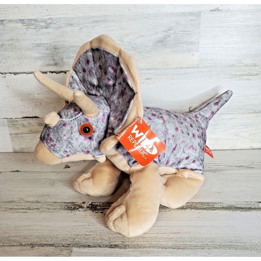 Wild Republic Plush Triceratops Dinosaur Stuffed Animal Toy Dino 12"  NWT